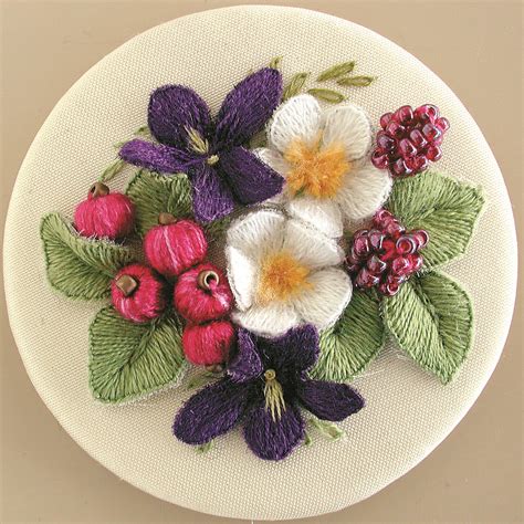 Violet Posy Stumpwork Hand Embroidery Projects Needlepoint Designs