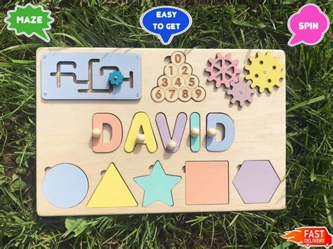 Personalized Baby Name Puzzle With Pegs Busy Puzzle Wooden Etsy