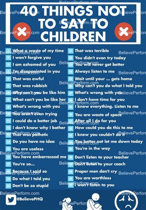 40 Things Never To Say To A Child Believeperform The Uks Leading