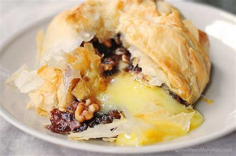 I could eat the cream cheese filling with a spoon! Phyllo Baked Brie with Figs and Walnuts Recipe | She Wears ...