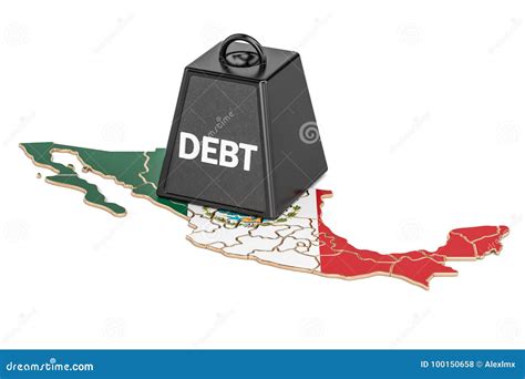 mexican national debt or budget deficit financial crisis concept 3d rendering stock