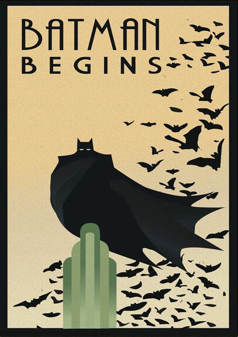 Batman Begins Dark Knight Moviefilm Vintage Art Deco Printposter A4