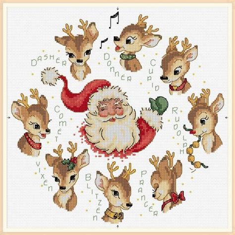 ming k50001 md christmas santa s reindeer designed by etsy cross stitch cross stitch