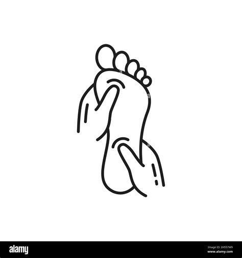 Reflexology Foot Massage Isolated Outline Icon Vector Reflexing Points