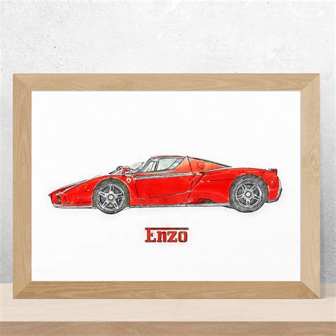 Ferrari Enzo Poster Red Ferrari Enzo Car Wall Art Picture Etsy Uk