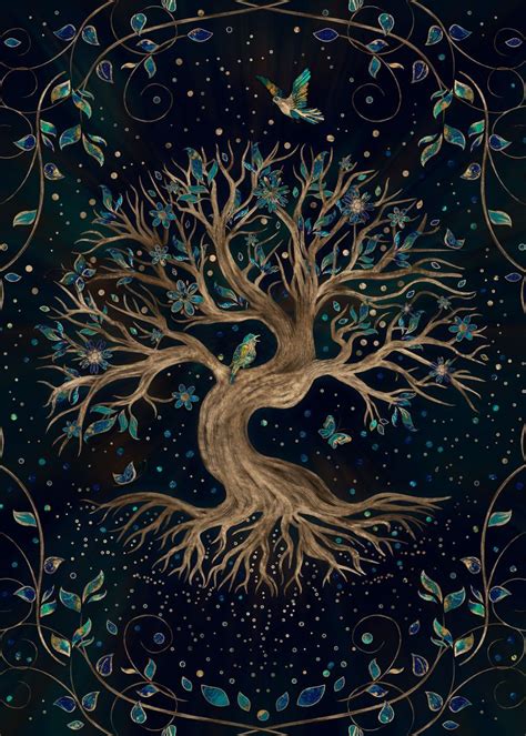 Tree Of Life Yggdrasil Poster By Lioudmila Perry Displate Dessin