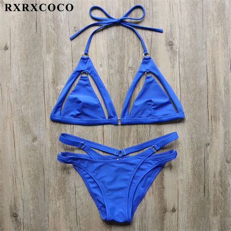 Buy Rxrxcoco Bikini 2018 Summer Swimwear Women Solid Bandage Bikini Set Sexy