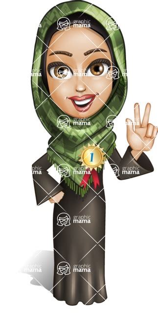 Young Muslim Woman Cartoon Vector Character 102 Cartoon Poses Award Graphicmama