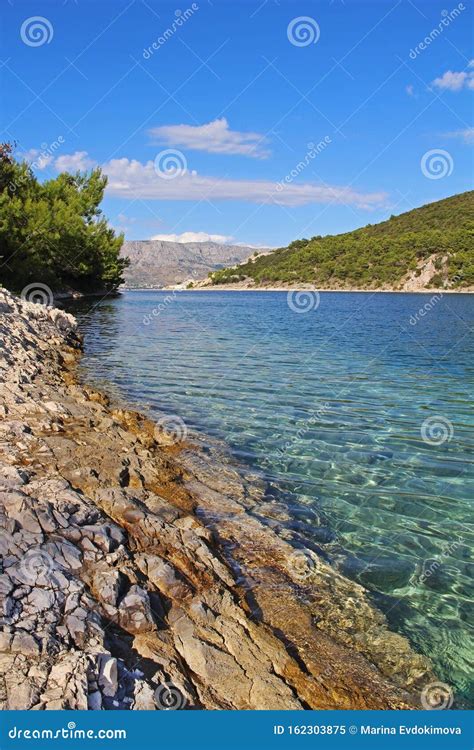 Beautiful Landscape Of Sea Coast Of Adriatic Sea With Transparent Blue