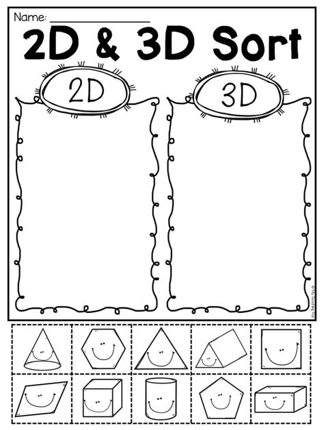First Grade 2d And 3d Shapes Worksheets My Tpt Store Shapes