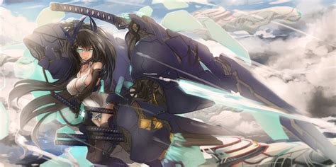 anime anime girls sword weapon original characters black hair wallpaper coolwallpapers me