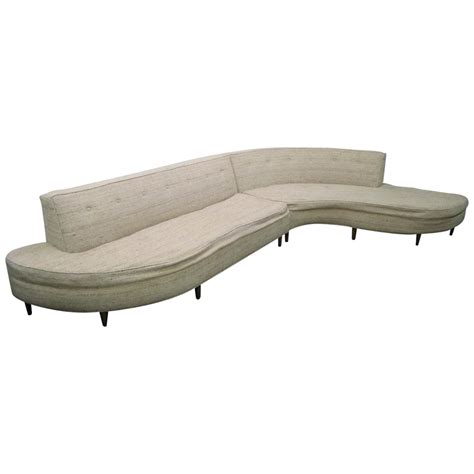 Stunning Serpentine Two Piece Sectional Sofa Mid Century Modern At