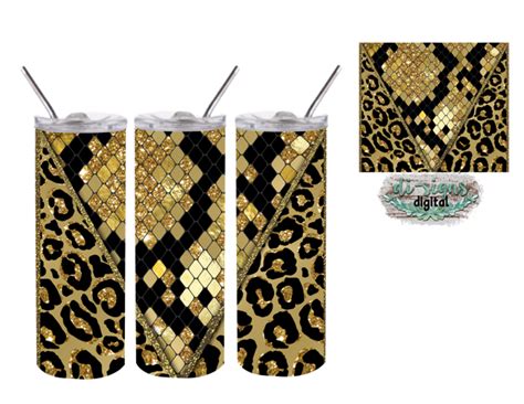 Cheetah Black Snake Digital Image For Skinny Tumblers Sublimation