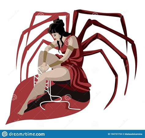 Greek Mythology Arachne Woman With Spider Legs Stock Vector