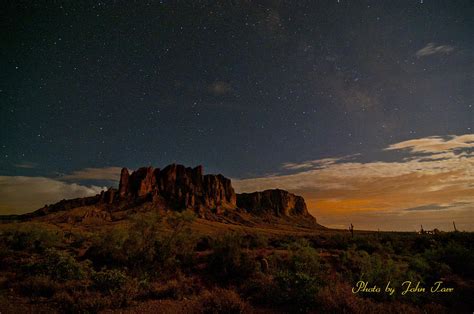 Superstition Mountains At Night With Stars Photograph By