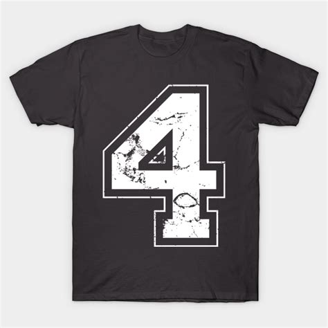 Number 4 Four White Jersey Sports Athletic Player Jersey Number 4 T