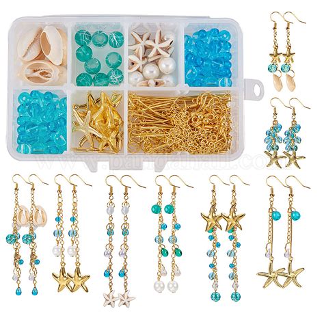 Shop SUNNYCLUE 1 Box DIY 8 Pair Starfish Cowrie Shell Dangle Earring