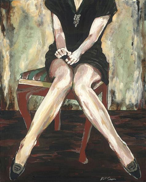 Original Figurative Painting Art Woman Legs Dancer Black Brown White