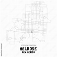 Melrose New Mexico. US street map with black and white lines. Stock ...