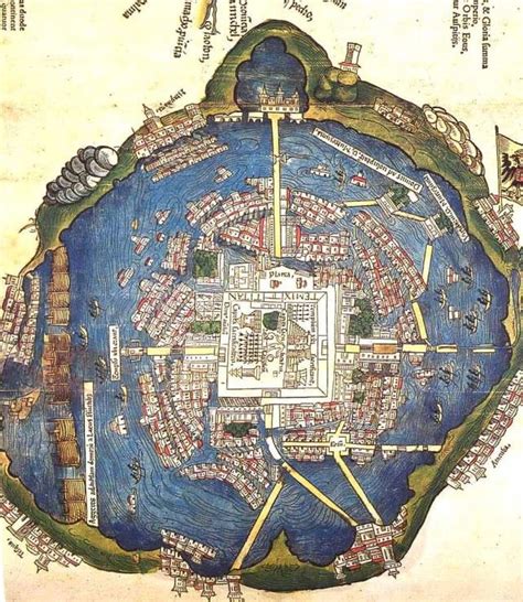 Map Of Tenochtitlan 1524 Showing Twoaxis Layout Download