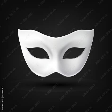 Vector 3d Realistic Blank White Carnival Vintage Mask Icon Closeup