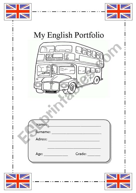English Portfolio Cover Esl Worksheet By Butterflypt