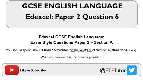 The best way to get a grade 9. GCSE English Language Paper 2 Section A: Question 6 ...