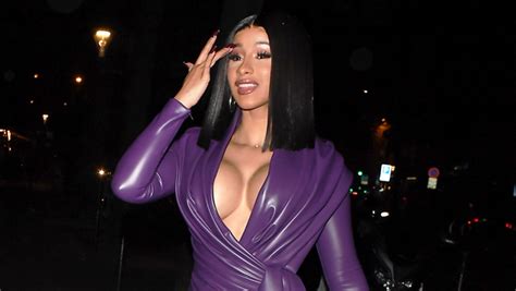 Cardi B Flaunts Body In Purple Latex Outfit In Paris — Pic Hollywood Life