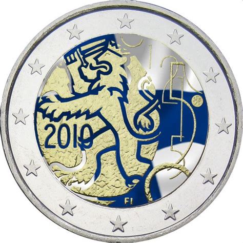 N♡tfinnland 2 Euro Coloriert 150 Jahre Finnische Währung Euro