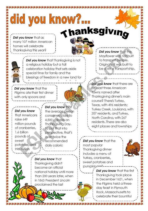 A Number Of Interesting Facts About Thanksgiving Arranged Into A Nice