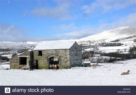 Yorkshire Dales Barns In Snow Winter Stock Photo 53397815