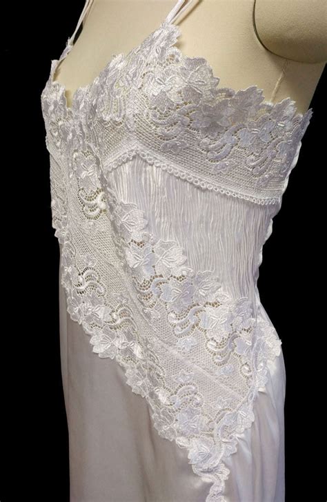 Fabulous Vintage Imported Bridal Satin Nightgown With Heavy Lace And