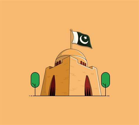 Mazar E Quaid Vector Illustration Pakistan National Flag Quaid E Azam