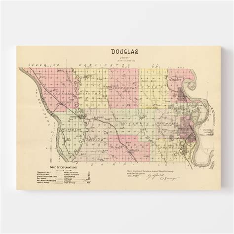 Vintage Map Of Douglas County Nebraska 1885 By Teds Vintage Art