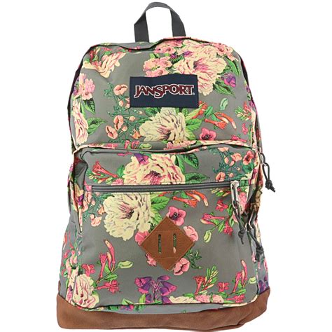 Jansport City View Polyester Backpack Grey Bouquet Floral