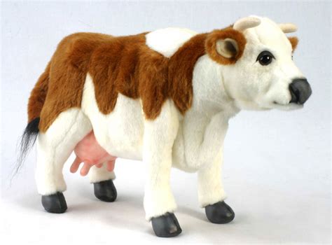 Soft Toy Brown And White Cow By Hansa 40cm 4621 Lincrafts
