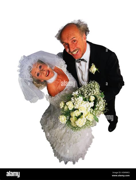 Bride And Groom Senior Citizens Stand Joy Laugh From Above Senior Cut Out Inside Senior