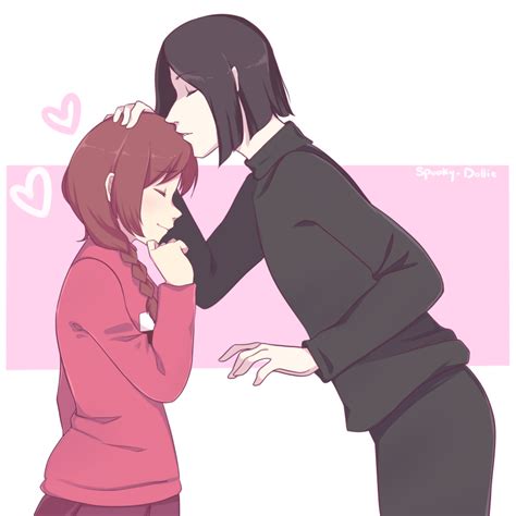 Safebooru Black Hair Braid Brown Hair Closed Eyes Forehead Kiss From Side Hand On Anothers