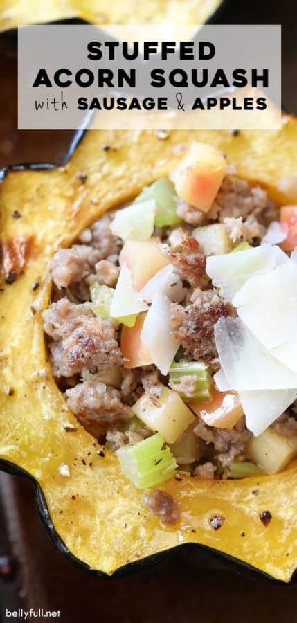 Stuffed Acorn Squash With Sausage And Apple Belly Full