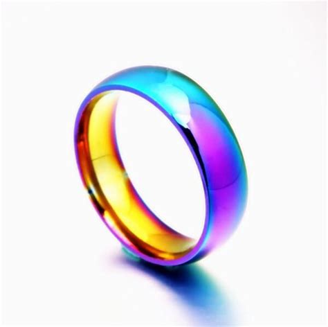 Rainbow Colorful Ring Titanium Steel Ring Titanium Rings Women
