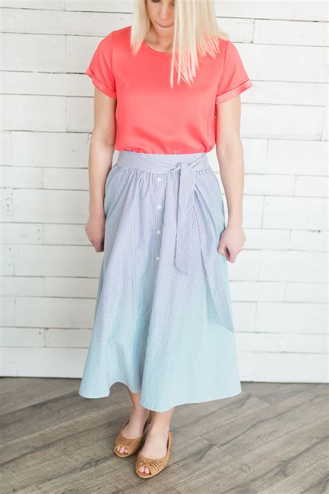 Vintage Striped Modest Midi Skirt | With Tie Sash | Modest skirts, Modest outfits, Modest girls ...