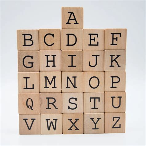26 Pieces Wooden Cubes Alphabet Letter Print 25mm Wooden Geometric Cube