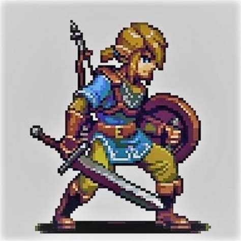 8 Bit Link Botw Grid Pixel Art Link Pixel Bit Zelda Game Characters