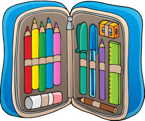 Best Clip Art Of Pencil Case Illustrations Royalty Free Vector