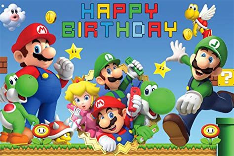 Buy Super Mario Birthday Party Supplies Backdrop 5x3ft Super Mario