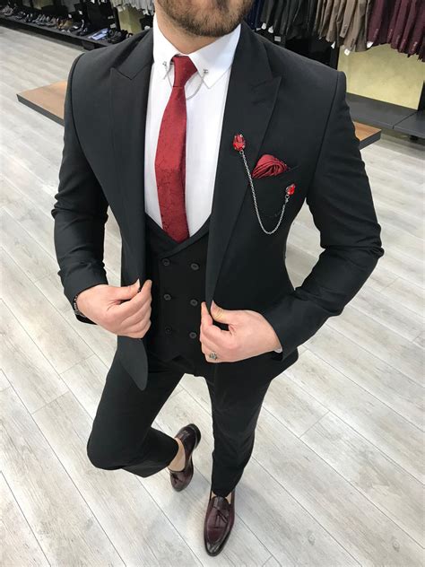 buy black slim fit wool suit by bespokedailyshop worldwide shipping