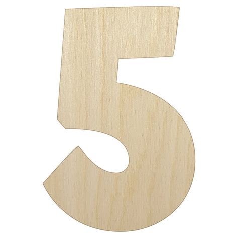 Number 5 Five Fun Bold Font Wood Shape Unfinished Piece Cutout Craft