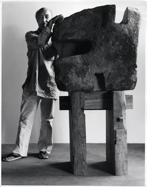 The Noguchi Museum Isamu Noguchi With His Sculpture The Inner Stone