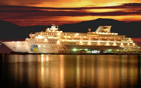 Cruise Ship At Night Desktop Wallpaper 08329 Baltana