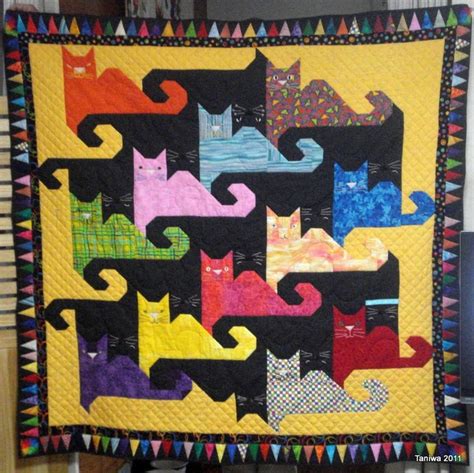 Cat Quilt Patterns Taniwa Tessellating Cats Finished Sort Of Cat